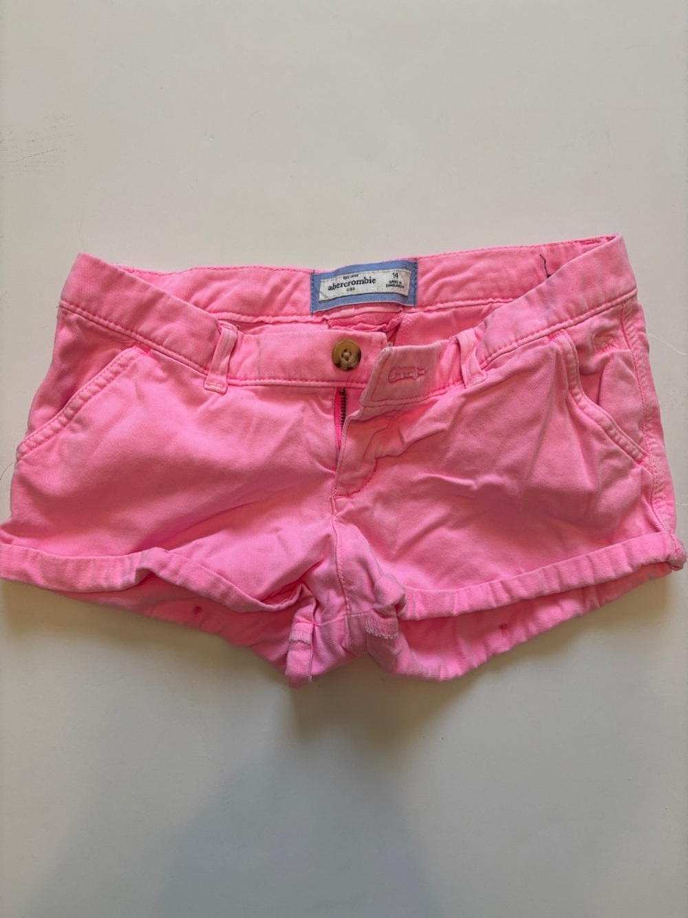 Abercrombie & Fitch Bright Pink Cotton Women's Jean Shorts
